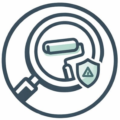 Professional environmental inspection with safety shield and scanner icons.